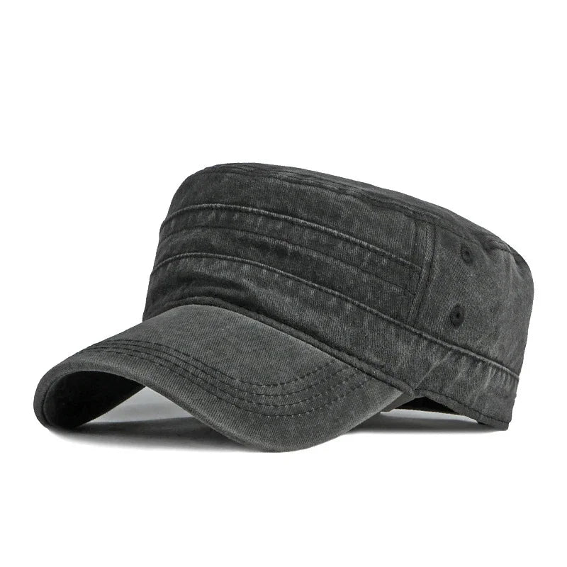 Spring Summer Short Brim Army Hat Men Women Outdoor Retro Washed Cotton Big Head Sunshade Flat Caps Military Cap Fishing Hats