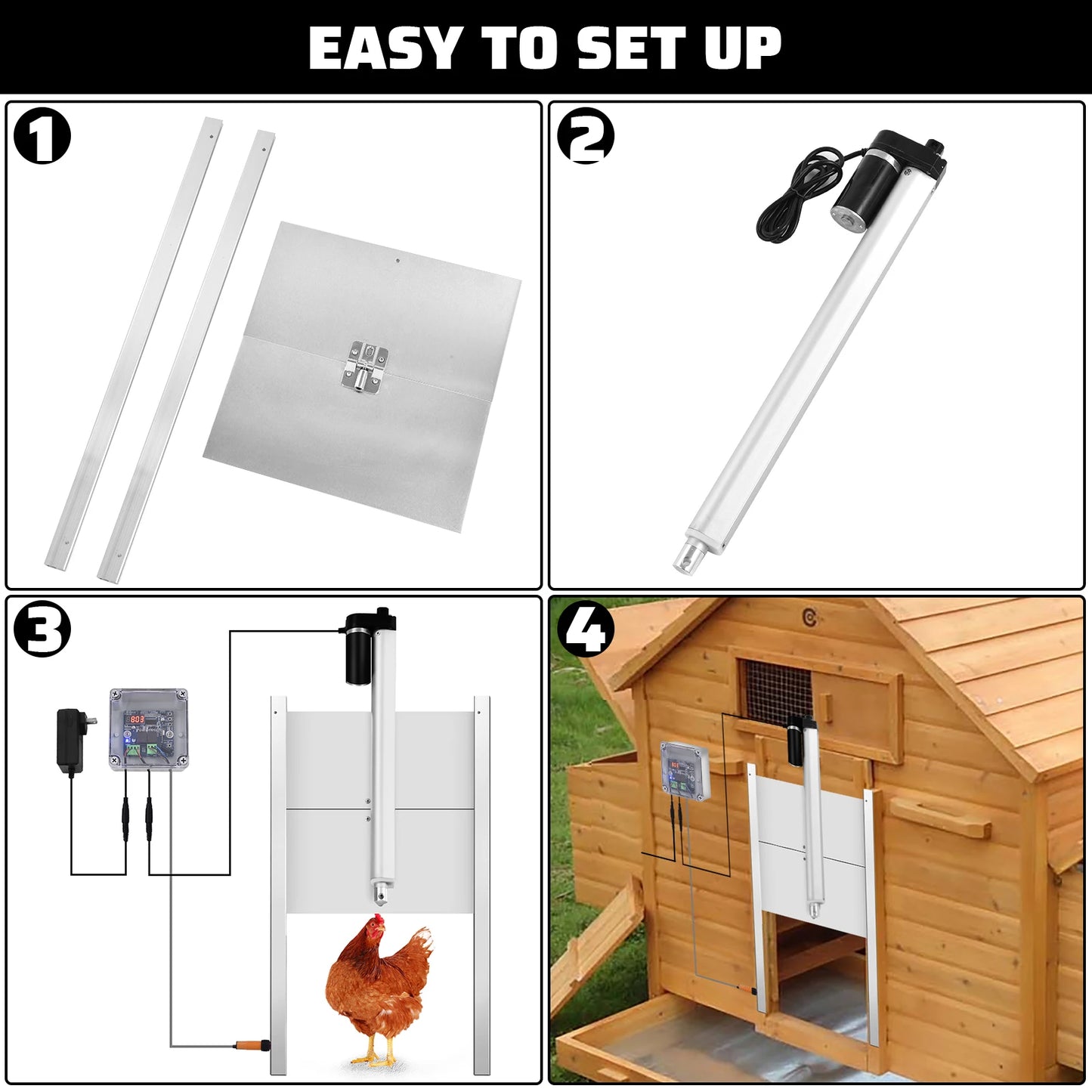 Automatic Door 66W Multipurpose Chicken Door White Door Opener for Farmers Wear-resistant Chicken Door