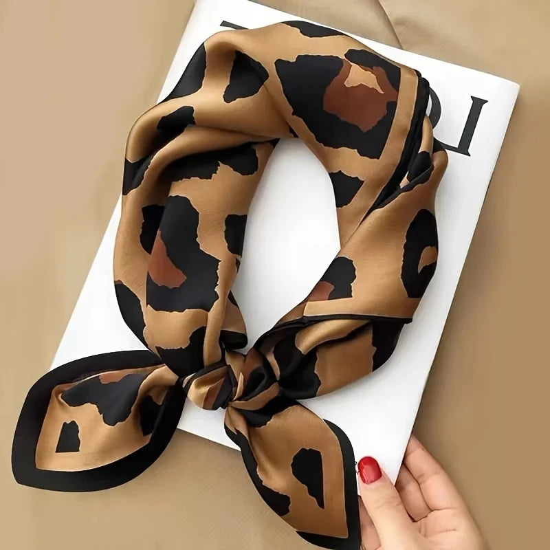 Luxury Brand Women, Men Print Square Scarf. Soft Satin Silk-like, Small Neck Scarf Stylish Casual Headscarf