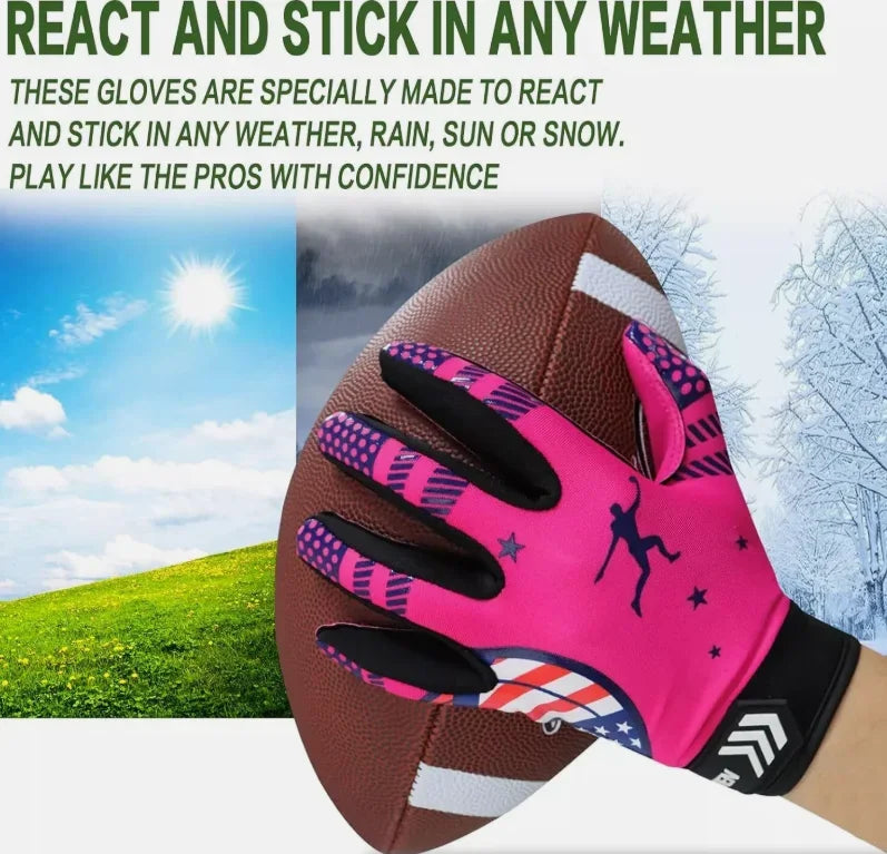 Football Receiver Gloves Youth Receiving Gloves Durable Breathable Flexible for Kids Boys Girls