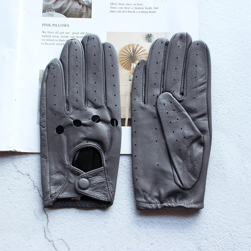 Summer Driving Leather Gloves, Women's Thin Sheepskin Unlined Motorcycle Riding Gloves
