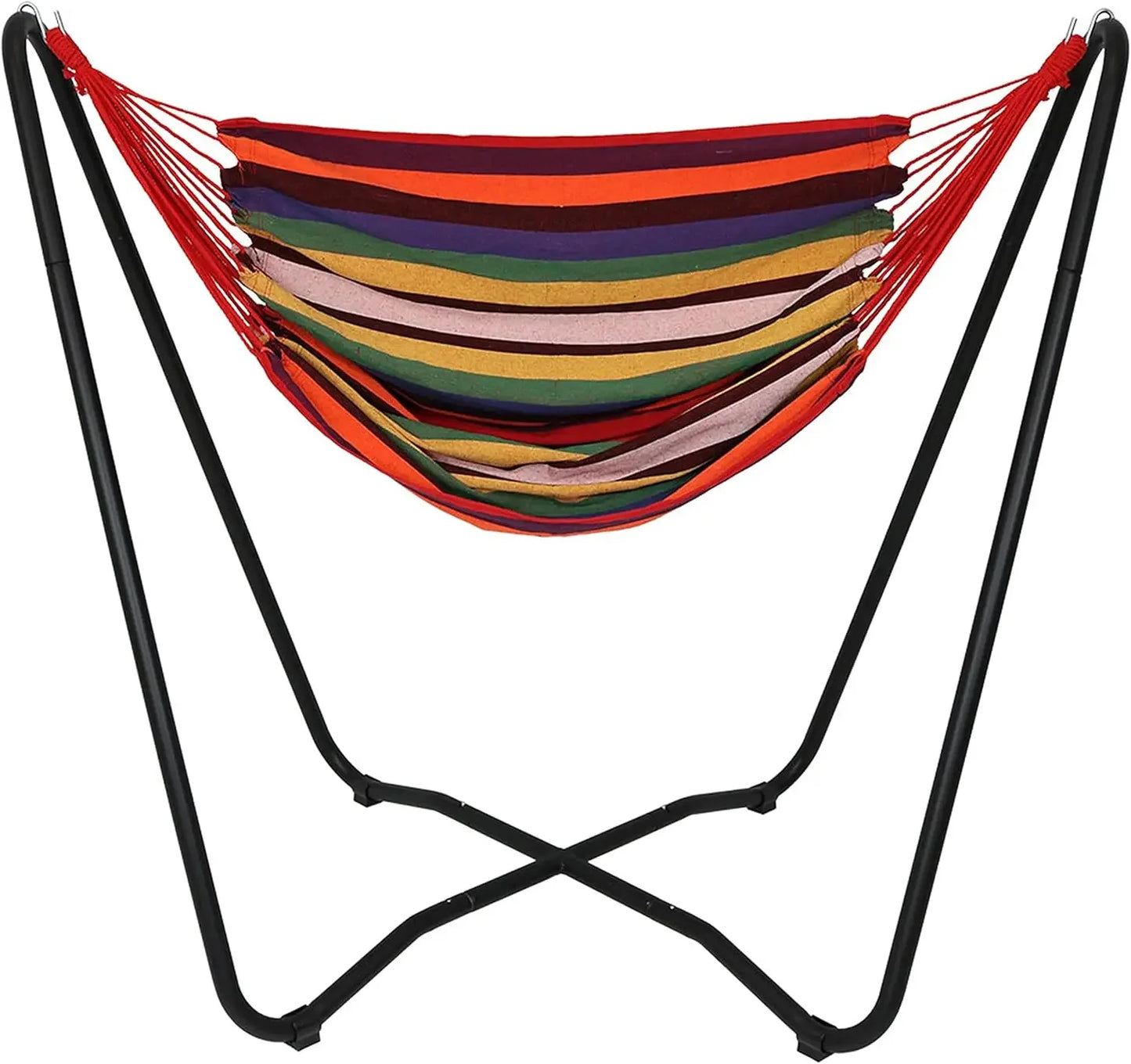 Hanging Hammock Chair with Space-Saving Stand for Indoor or Outdoor Use - 330-Pound Capacity