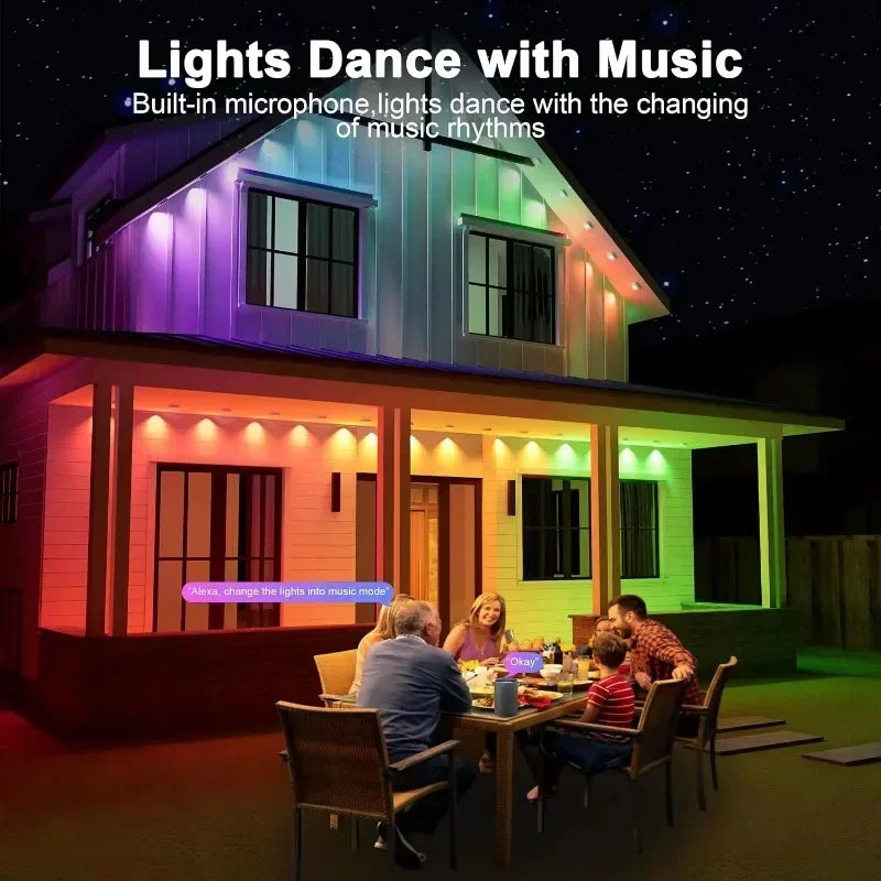 Smart Permanent Outdoor LED Eave Lights, 180 LEDs Waterproof String Lights, Remote Control and App Control
