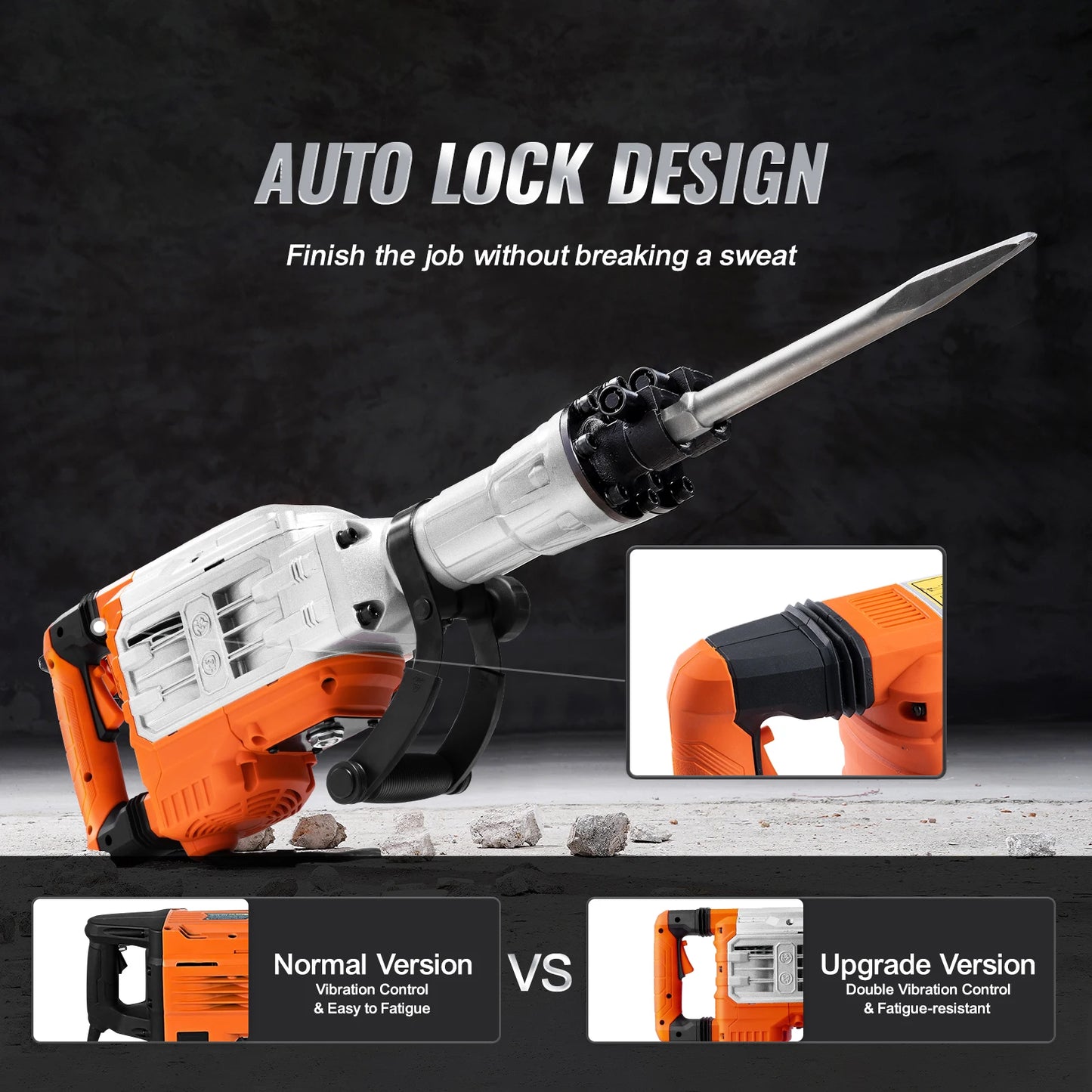 Demolition Jack Hammer, 1500W/2200W/3500W Concrete Breaker, Heavy Duty Electric Jack Hammer 2/4pcs Chisel