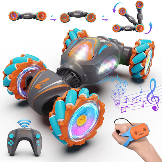 Gesture Sensing RC Stunt Car 4WD Hand Controlled 360° Rotate Transform Drift Birthday Gifts Toys for Kids with Light & Music