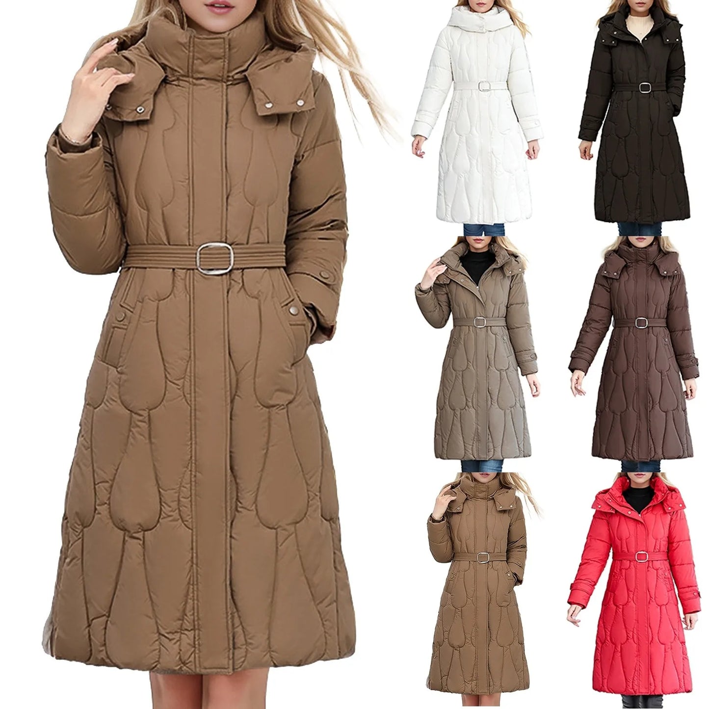 Knee Length Cotton Jacket For Women, Loose And Thickened Overcoat
