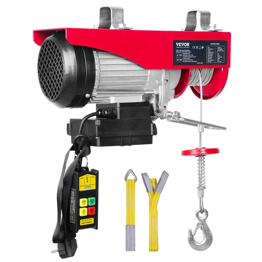 880/1320/1760/2200 Pound Electric Hoist Lifting Crane. Cable Hoist Winch for Boat, Car, Garage. With Wired Remote Control Lifter