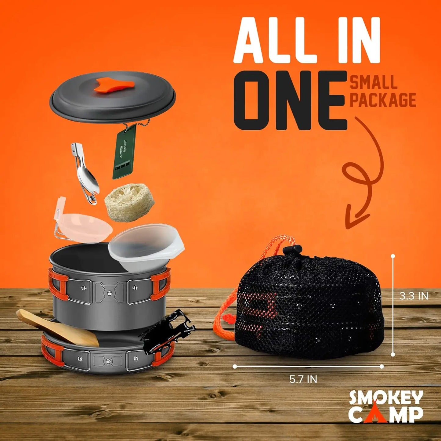 Camping Cookware Mess Kit Set with Stove - Backpacking Camping Pots and Pans Set All in One Non-Stick Cooking