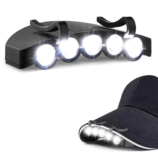 5 Led Headlamps Cap Lights Clip On Hat Headlight Night Fishing, hiking, Camping Light With Battery
