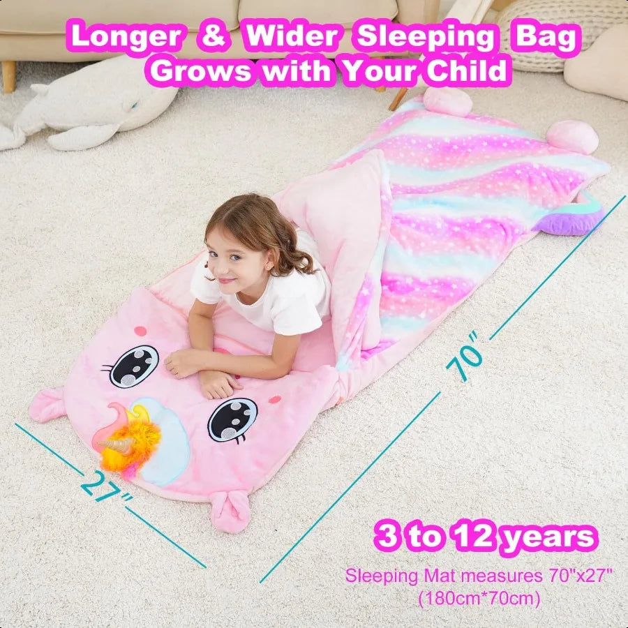 Kid Sleeping Bag with Pillow for Larger Toddler