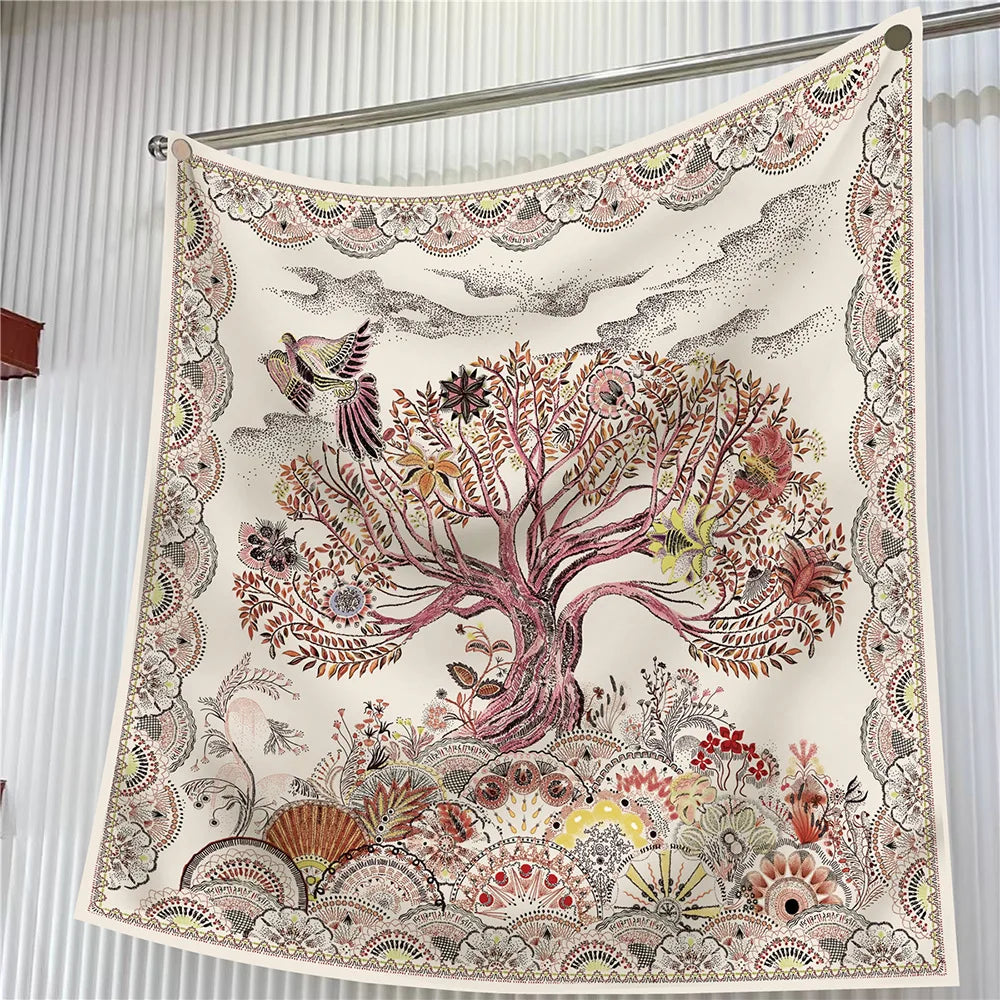 Square Scarf Women Fashion Floral Twill Silk Head Scarf For Lady