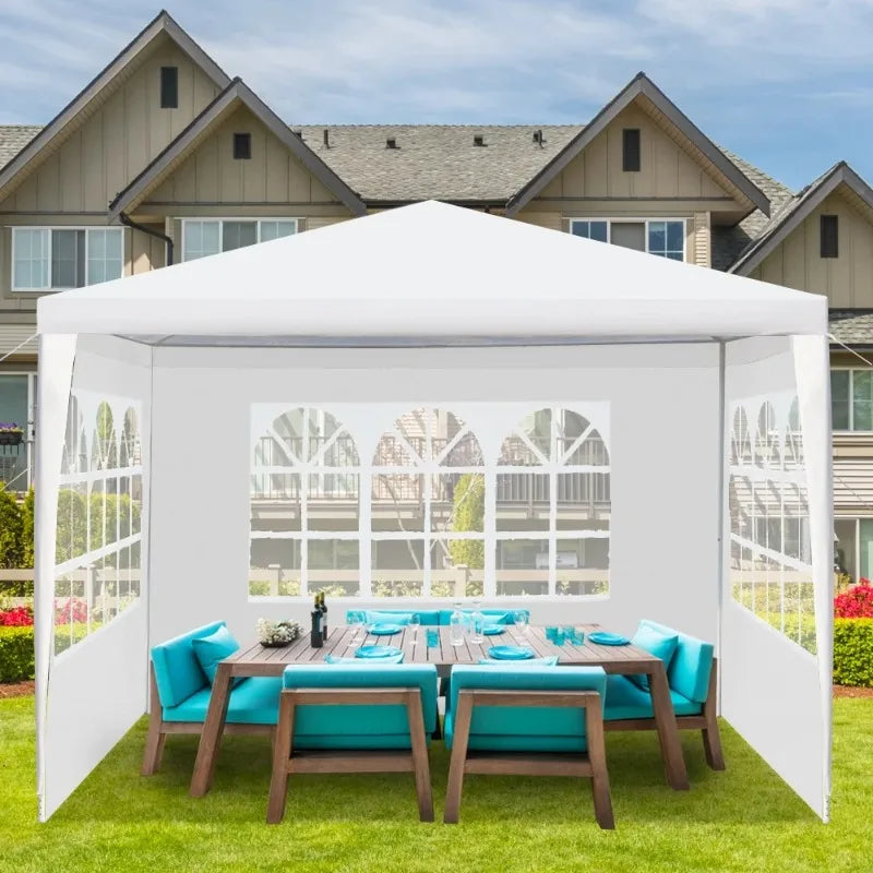 Party Wedding Tent Outdoor Gazebo Canopy with 3 Sidewalls Canopy 10' X 10'