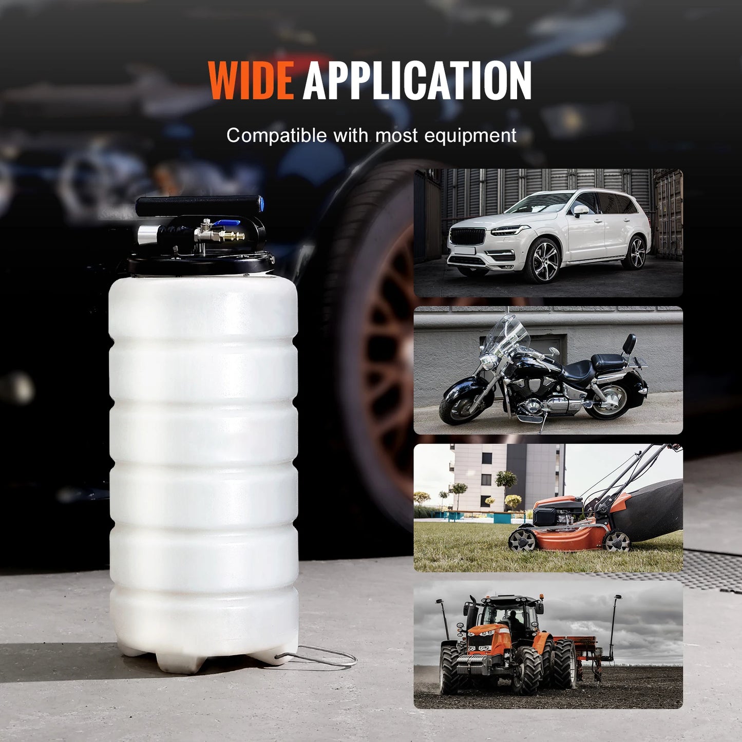 1.75 gallon / 4 gallon Pneumatic Fluid Extractor with Suction Hose Oil / Fuel Changer, for Automotive/Marine/RV Fluids Vacuum Evacuation