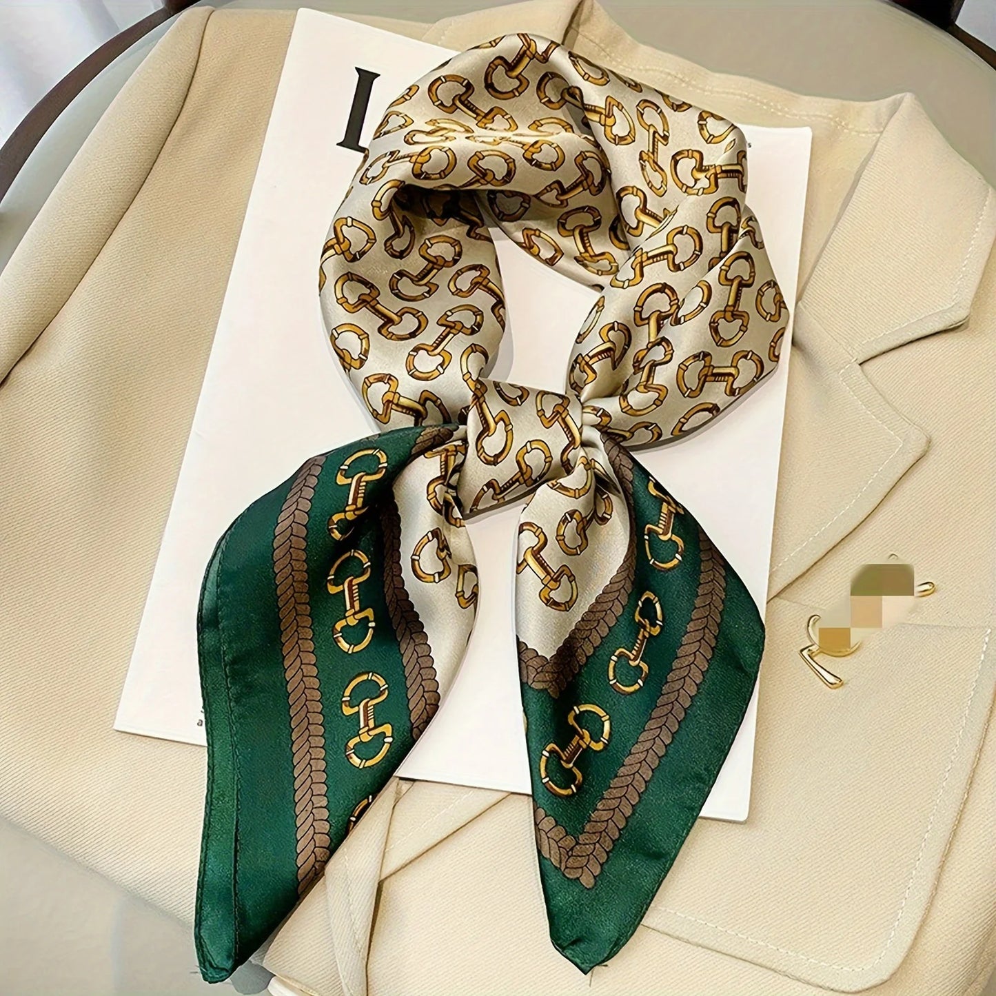 Luxury Brand Women, Men Print Square Scarf. Soft Satin Silk-like, Small Neck Scarf Stylish Casual Headscarf