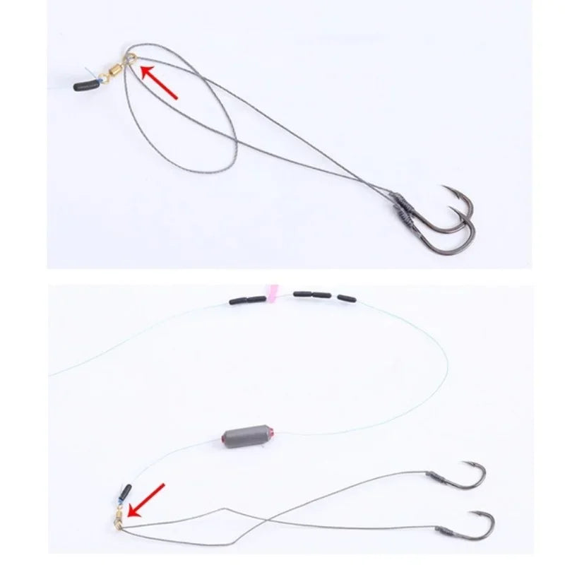 5Pack/50 Hooks, Tool Tied Barbed Hooks with leader