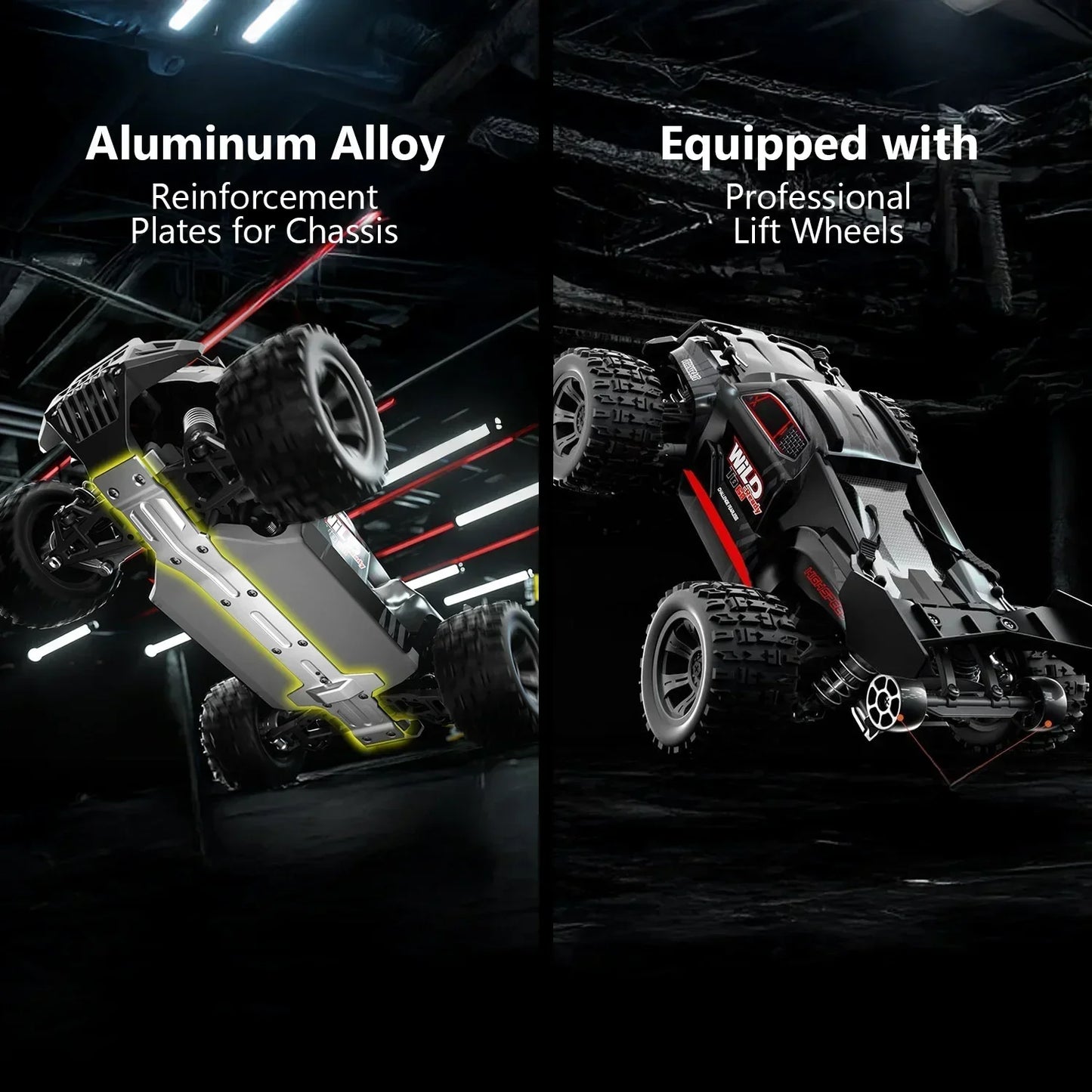 1/16RC Offroad Truck-Durable Beginner RC Car, High Speed 40 Km/h, Monster Truck with 2 Rechargeable 7.4V 1500 mAh Batteries
