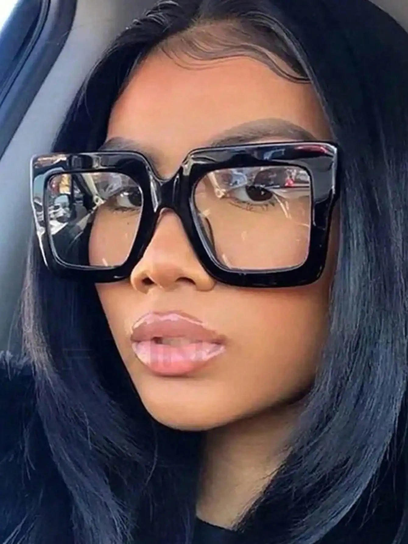 4-Pack Oversized Square Frame Plastic Sunglasses for Women - Clear, Leopard, Black, Gradient