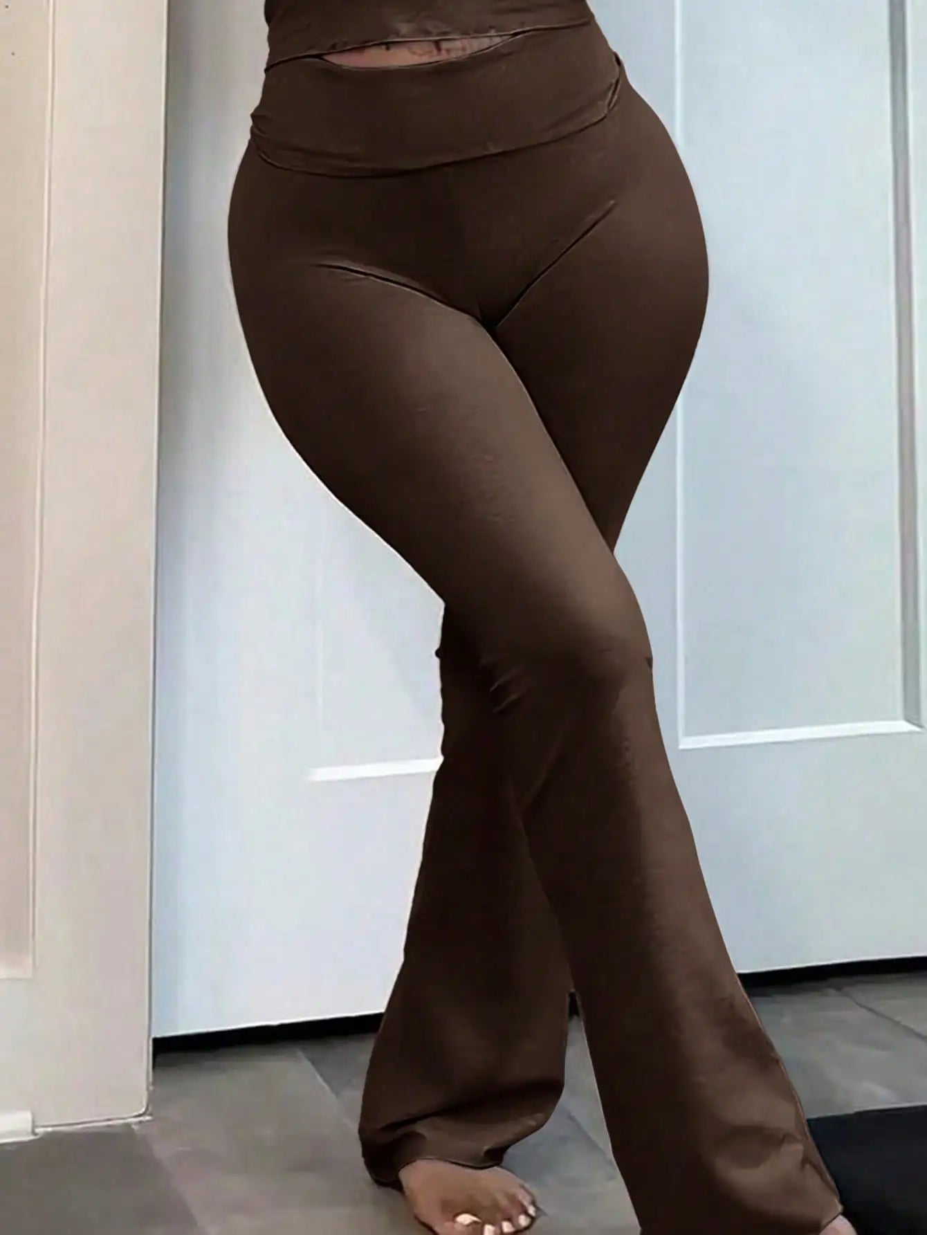Women's High-waisted Flared Pants 3 Pairs/ Large-sized
