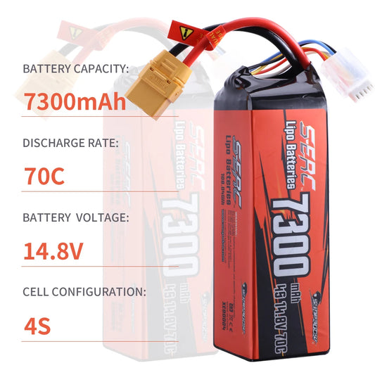 Lipo Battery 14.8V 6000mAh 7300mAh 70C with XT90 T Connector for RC