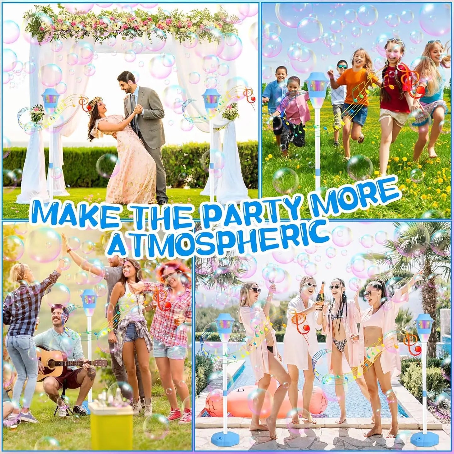 Adjustable Height Magical Bubble Torch Lamp Rechargeable Automatic Endless Bubble Fun for All