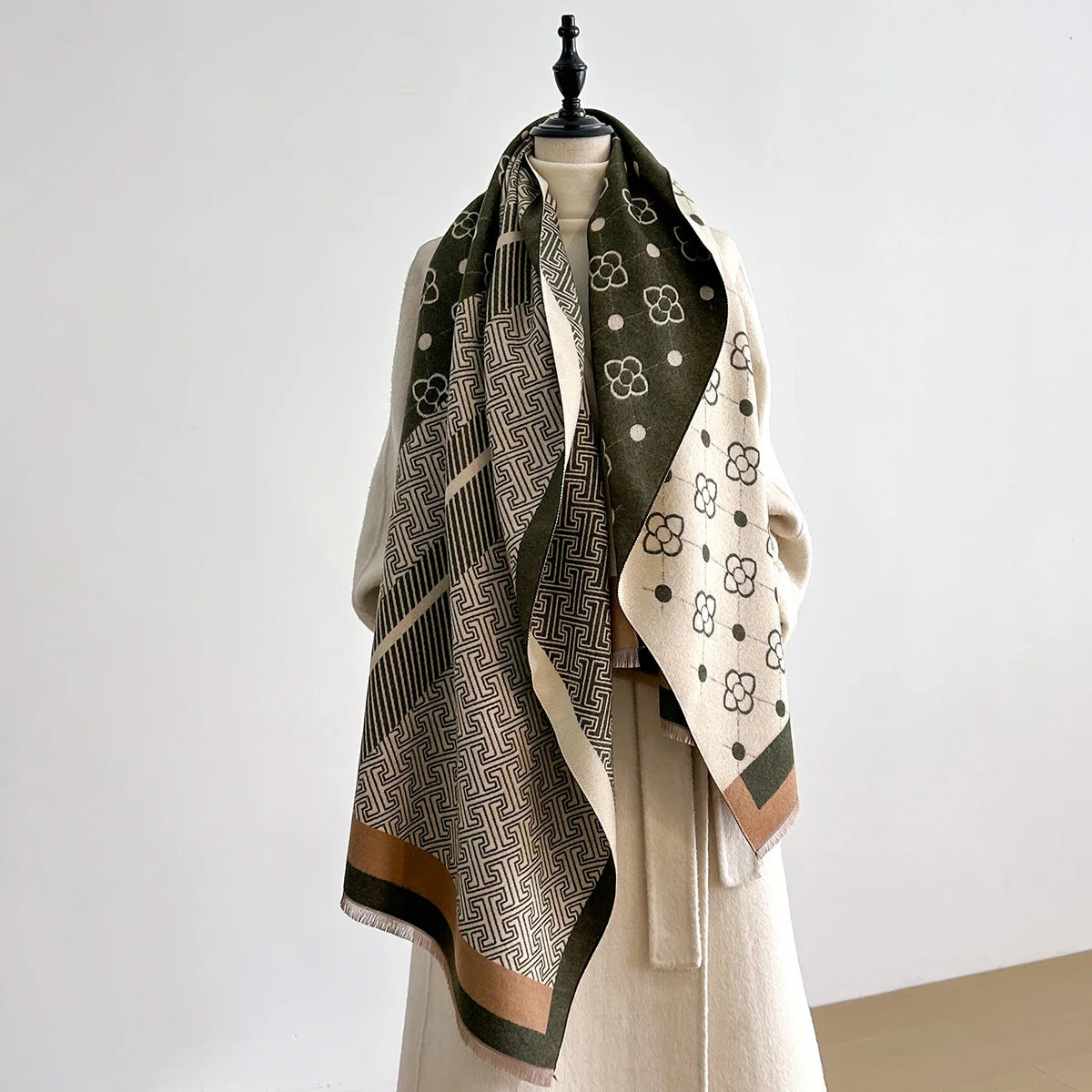 Winter Warm Faux Cashmere Scarf - Thick Luxury Shawl Wrap, Perfect as Travel Poncho Blanket