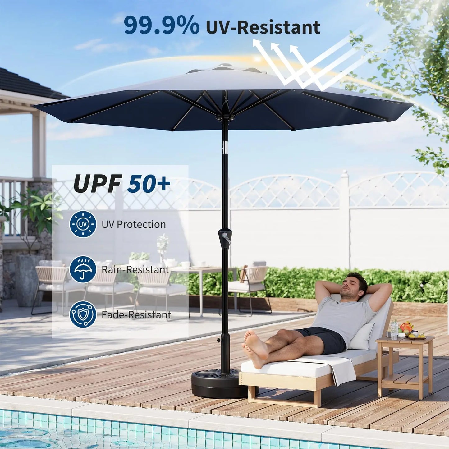 10FT Patio Umbrella, Outdoor Table Umbrella With Crank Lift & Tilt. Sunshade Waterproof For Garden, Yard, Pool, Deck