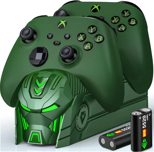 Xbox Charger Station with 2x5520mWh Rechargeable Battery Pack for Xbox One & Series X Controller, Dual Charging Dock