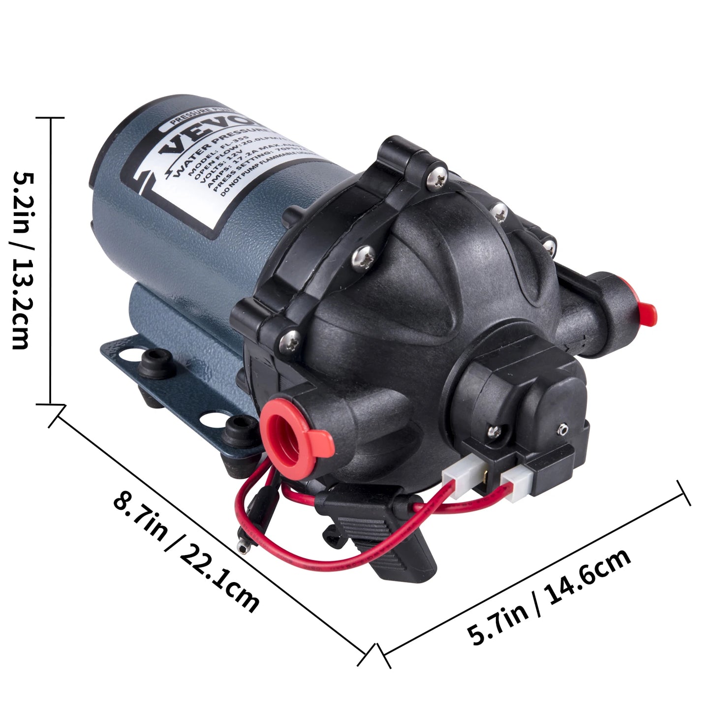 5.5 GPM Washdown Pump Deck Wash Pump Kit 12V 70PSI Boat Marine Yacht RV Water Pump, 25Ft Hose Automatic Diaphragm Pump