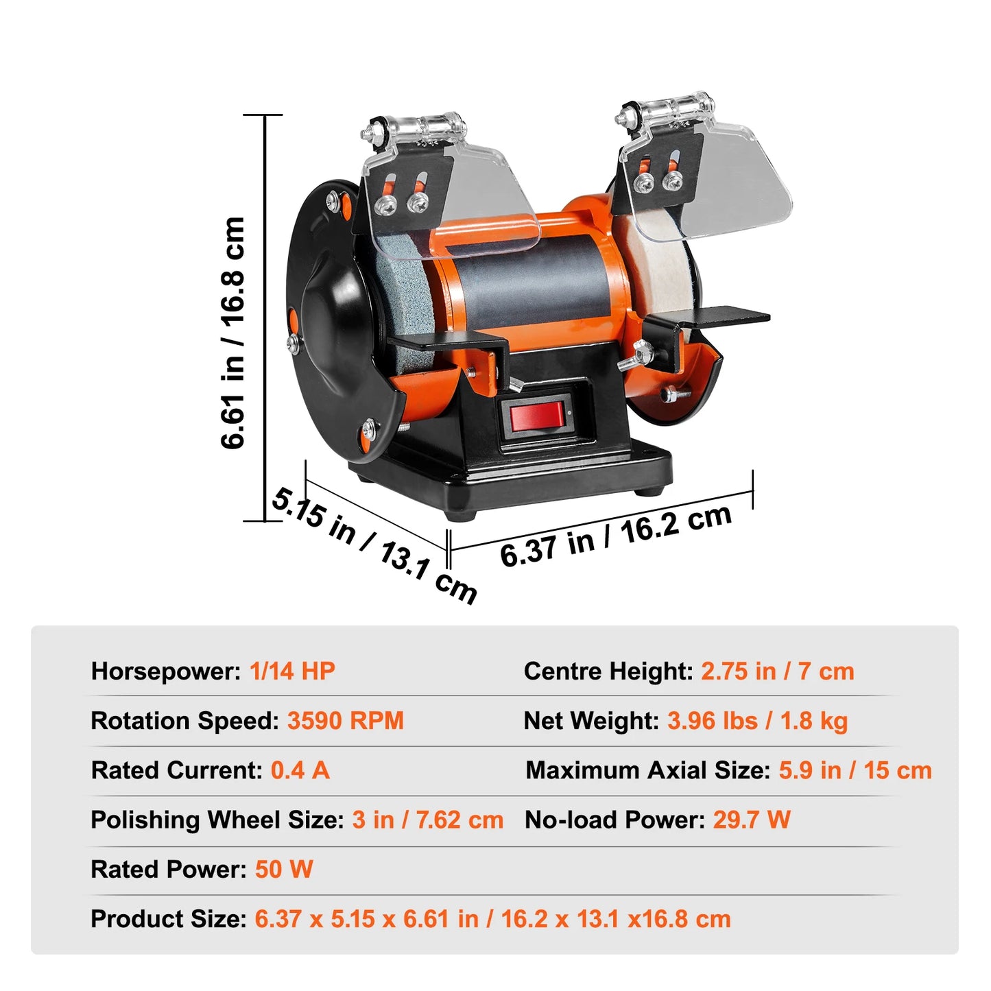 3 in Jewelry Polisher Buffer, Brushless, Adjustable Speed Mini Multi-purpose Bench Grinder Polishing Machine for Gemstones