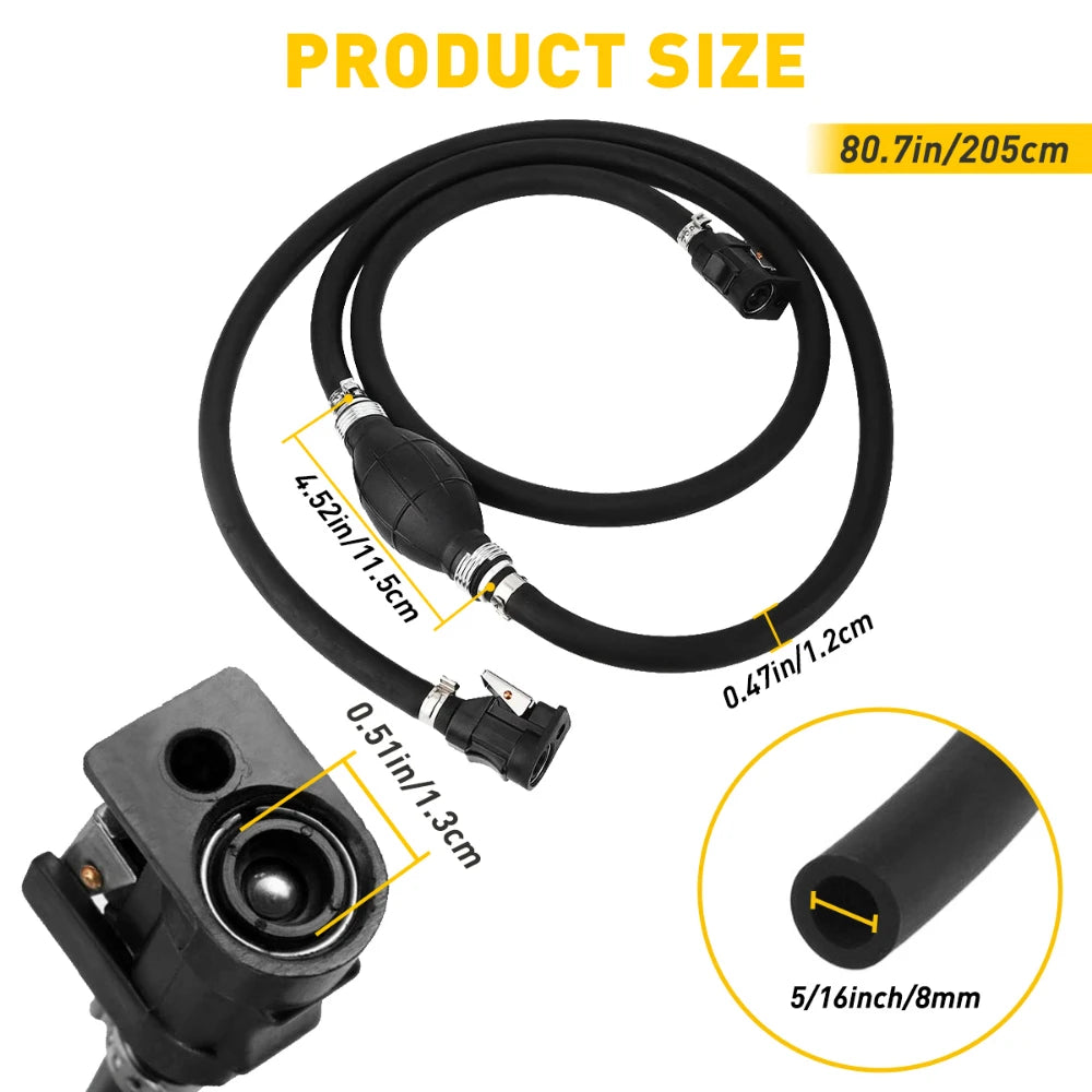 5/16" Marine Outboard Boat Motor Fuel Gas Hose Line Assembly, with Primer Bulb For Boats