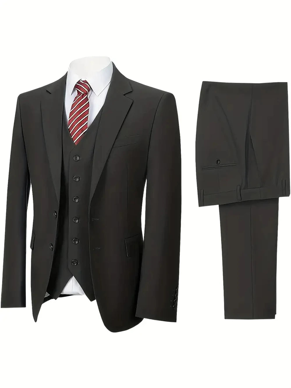 Men's Suits 3pcs Notch Lapel Blazer Formal Pants Tux Vest  (Blazer+vest+Pants)