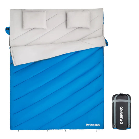 Double Sleeping Bag, Waterproof and Warm and Lightweight, with 2 Pillows