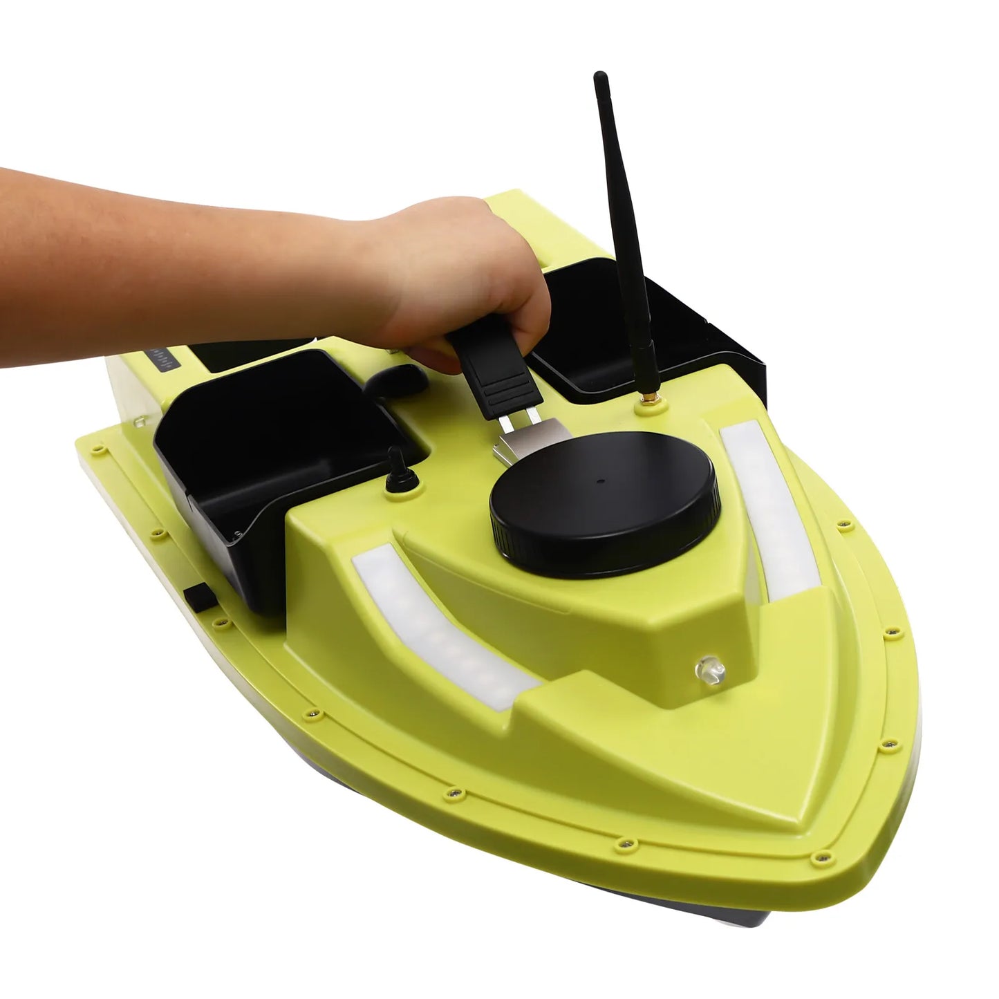 Green Fishing Bait Boat, High-Quality ABS Material, Frosting Treatment & IP65 Waterproof Sturdy For Long-Term Distant Baiting Use