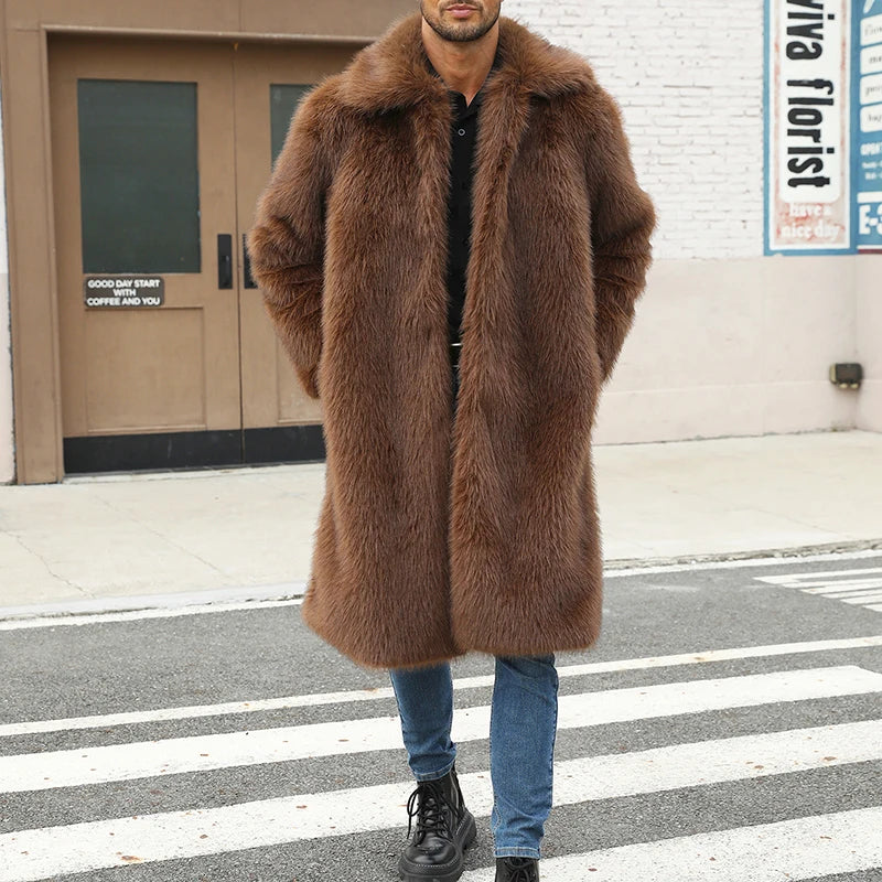 Men or Women Faux Fur Hooded Parka Coat Stylish Solid Color Zipper Front Warm Long Sleeve Winter Jacket for Outdoor Wear