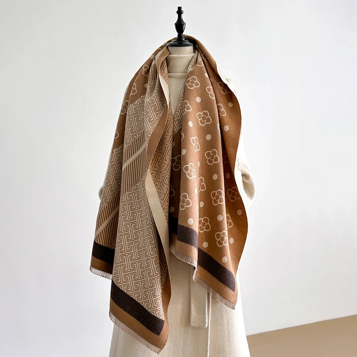 Winter Warm Faux Cashmere Scarf - Thick Luxury Shawl Wrap, Perfect as Travel Poncho Blanket