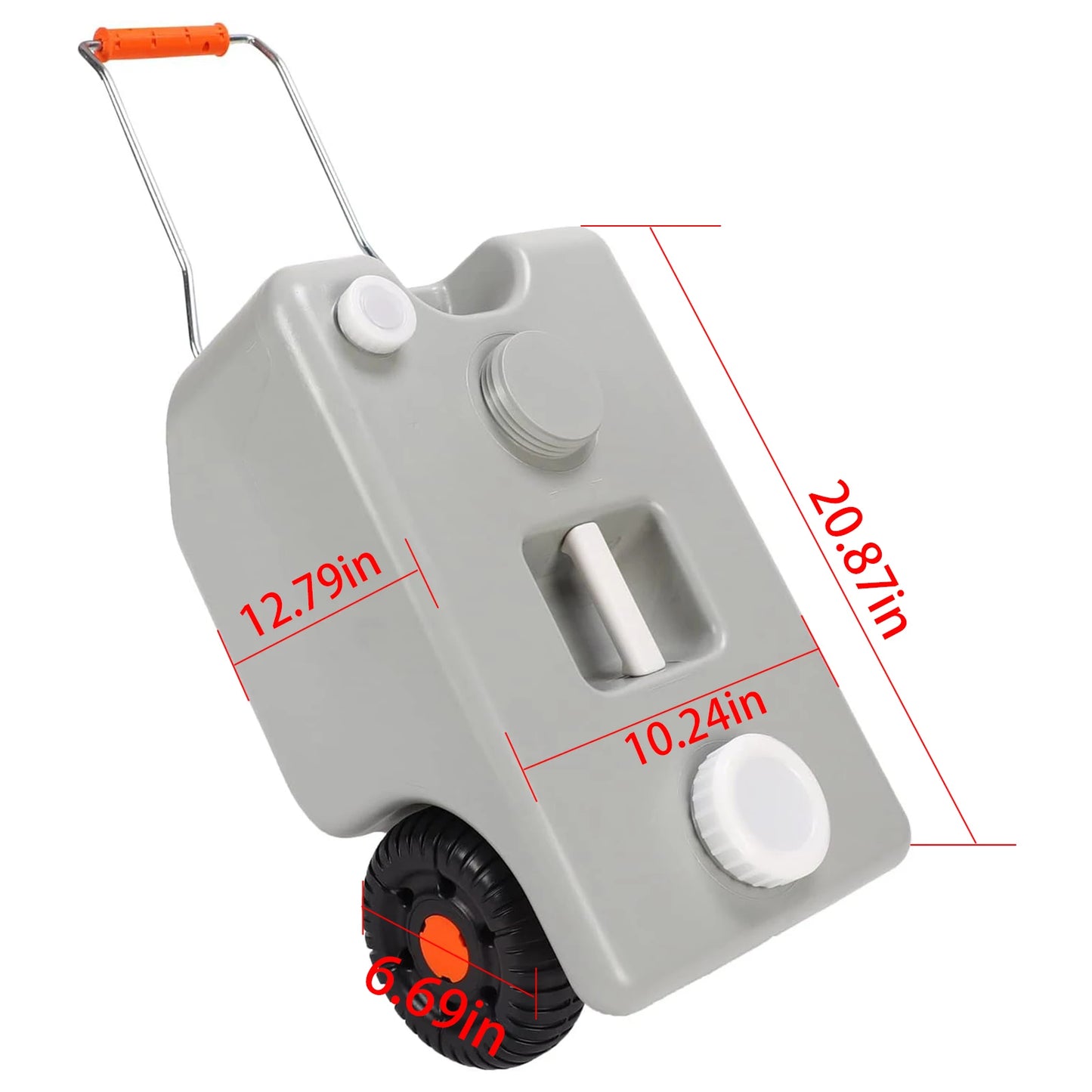 Portable RV Water Tank with Wheels, Quick Drain/Fill, Foldable Handle for Camping, Trailers and Caravans - Available in 3 Sizes.