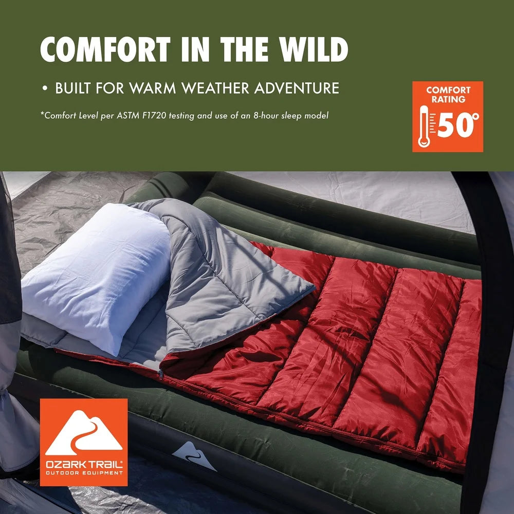 Warm Weather Sleeping Bag Compact Lightweight Camping Travel Quilt Machine Washable Insulated, Polyester Fabric Stuff Sack