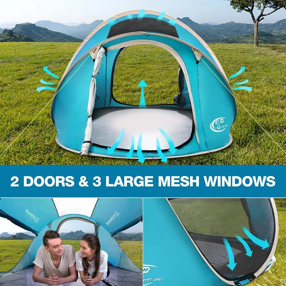 Easy Pop Up Tent 2-4 Person Waterproof