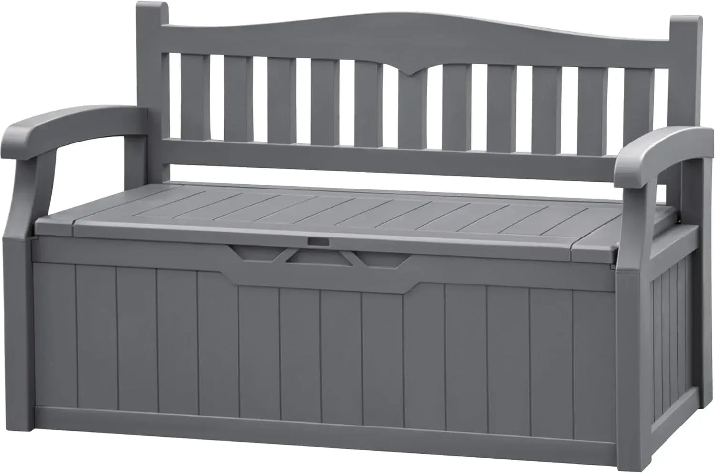"80 Gallon Resin Storage Bench - Outdoor Deck Box w/ Armrests, Lockable & Waterproof for Patio, Pool & Garden"