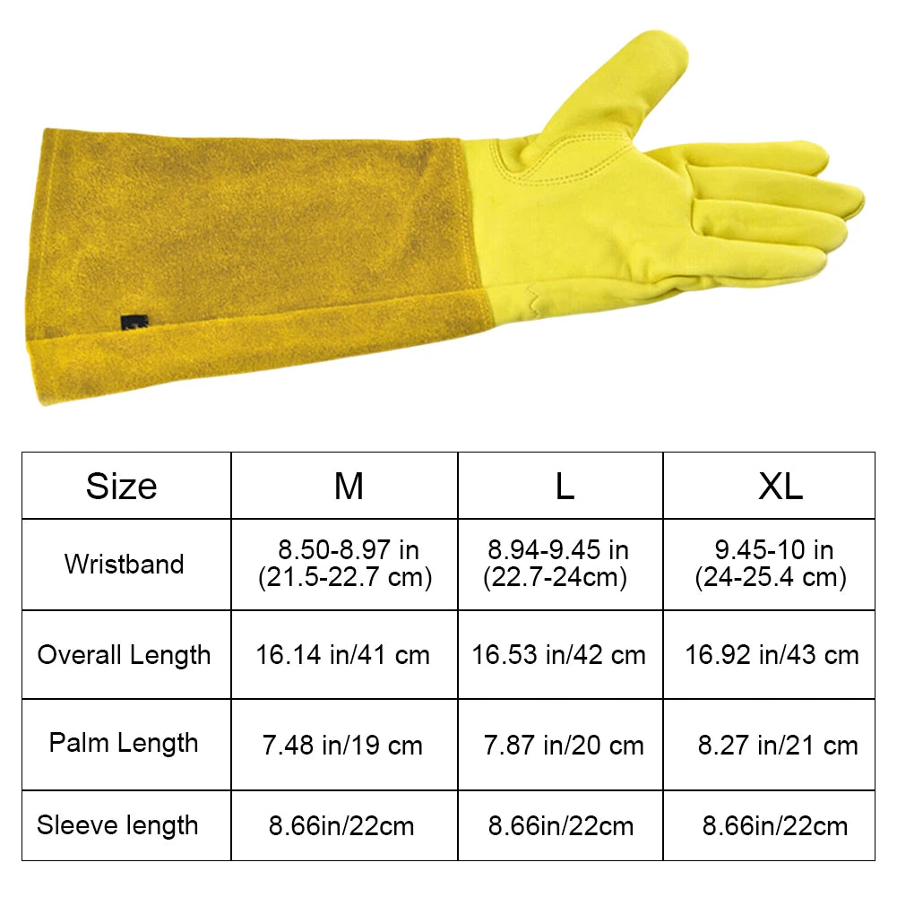 1 Pair Long Thorn Proof Rose Pruning Gloves with Forearm Protection Leather Gardening Gloves