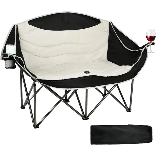 Camping Chair, 550lbs Capacity 2-Person with Cup Holder, Foldable Oversized Loveseat