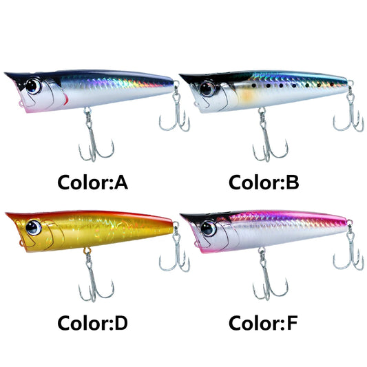 Popper Fishing Lure with Hook, Floating Fishing Lure 3D Eyes Artificial Wobbler Swimbait for Freshwater Saltwater Surface Fishing