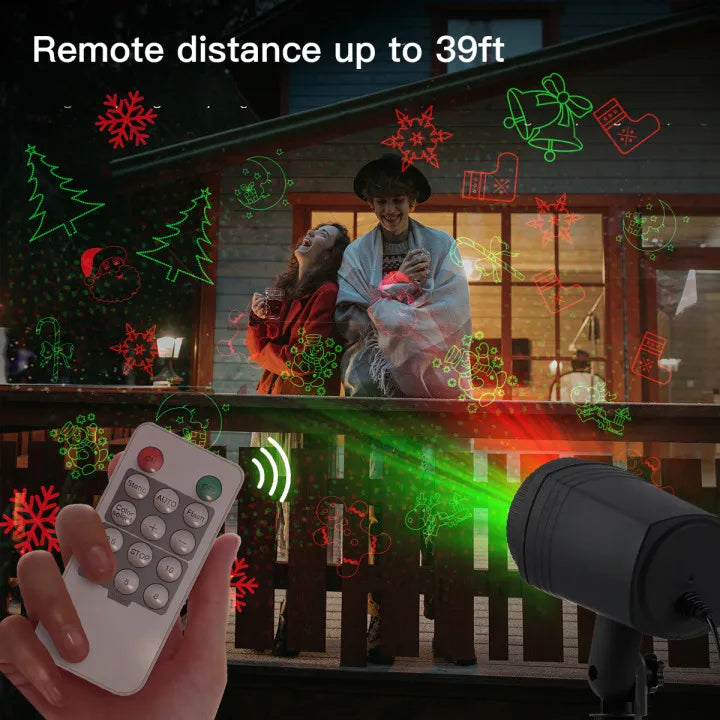 Christmas Projector Lights Outdoor with Remote, with Red and Green 12 Christmas Decoration Patterns