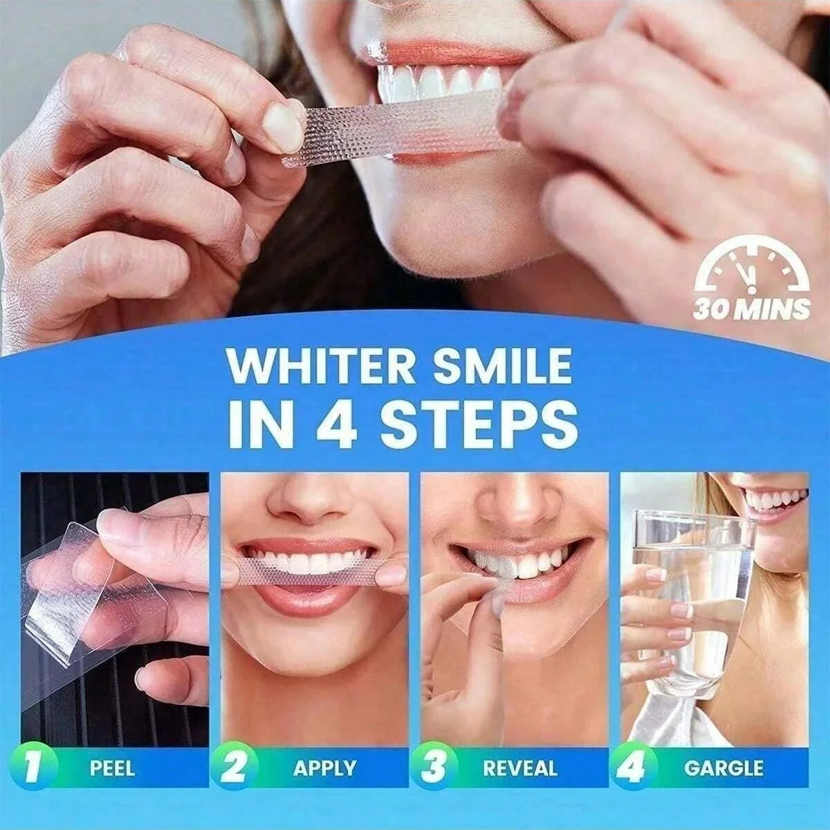 [5D] 28 Days Teeth Whitening Strips, Effective Teeth Whitener Helps Remove Smoking / Coffee / Soda / Wine Stain
