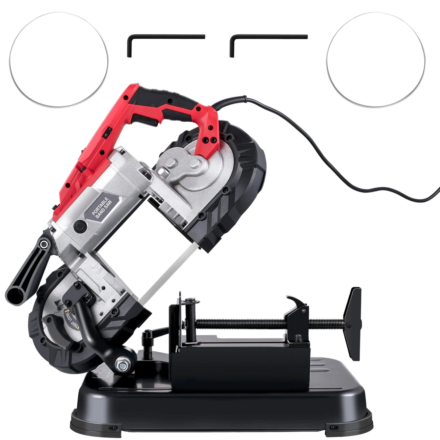 Portable Band Saw, 5Inch Cutting Capacity. Cordless Variable Speed 10Amp Motor, Deep Cut Bandsaw for Metal Wood Pipes Rebar
