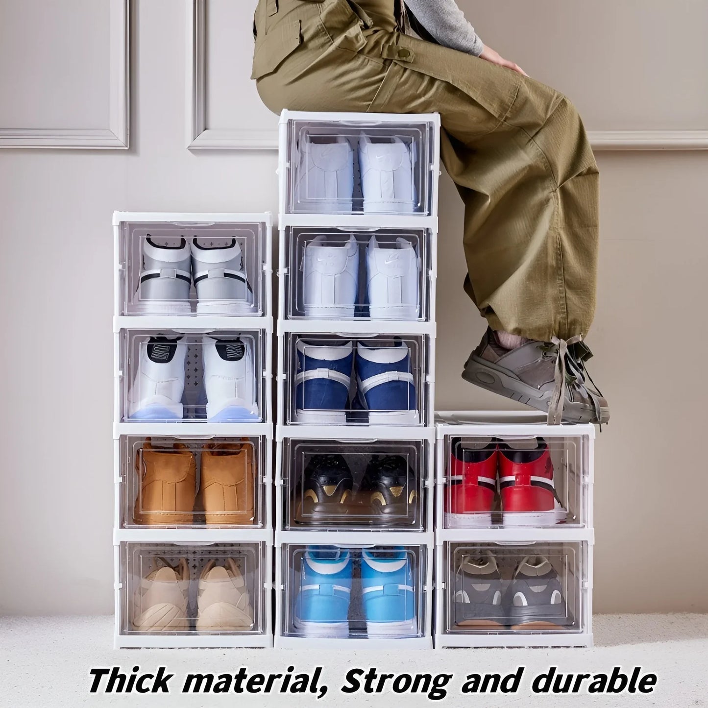 6 Layers Shoe Box, Transparent Shoe Storage, Organizers, Stackable, Foldable