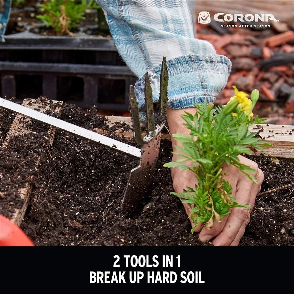 Premium Stainless Steel Dual Head Hoe Cultivator, Gardening Tool, Sharp Weeding Soil Breaker