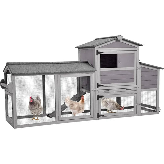 Mobile Chicken Coop with Wheels, Outdoor Hen House Cage with Nesting Box, Leakproof Pull Out Tray