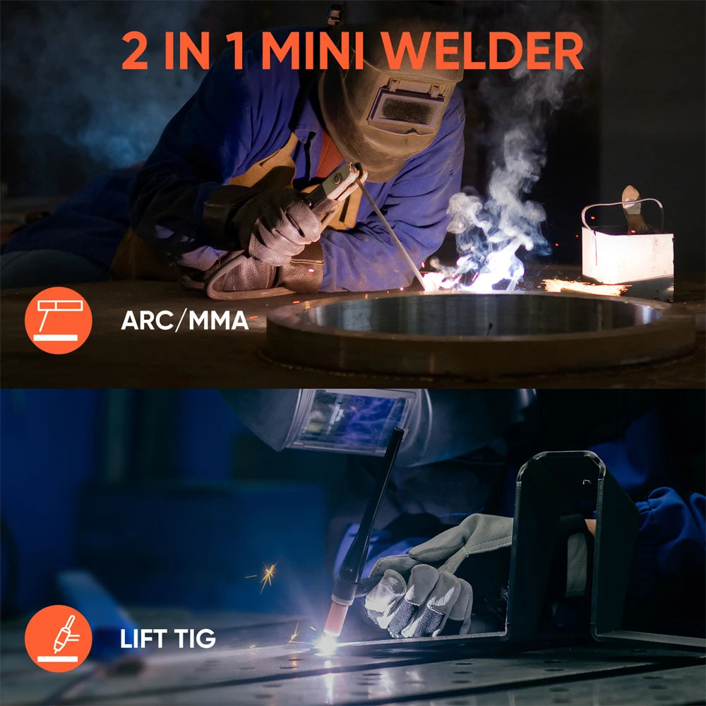 Welding Machine 2 in 1 ARC MMA LIFT TIG MINI IGBT Inverter, LED Digital Display. Portable Home Welder 220V 10-200A