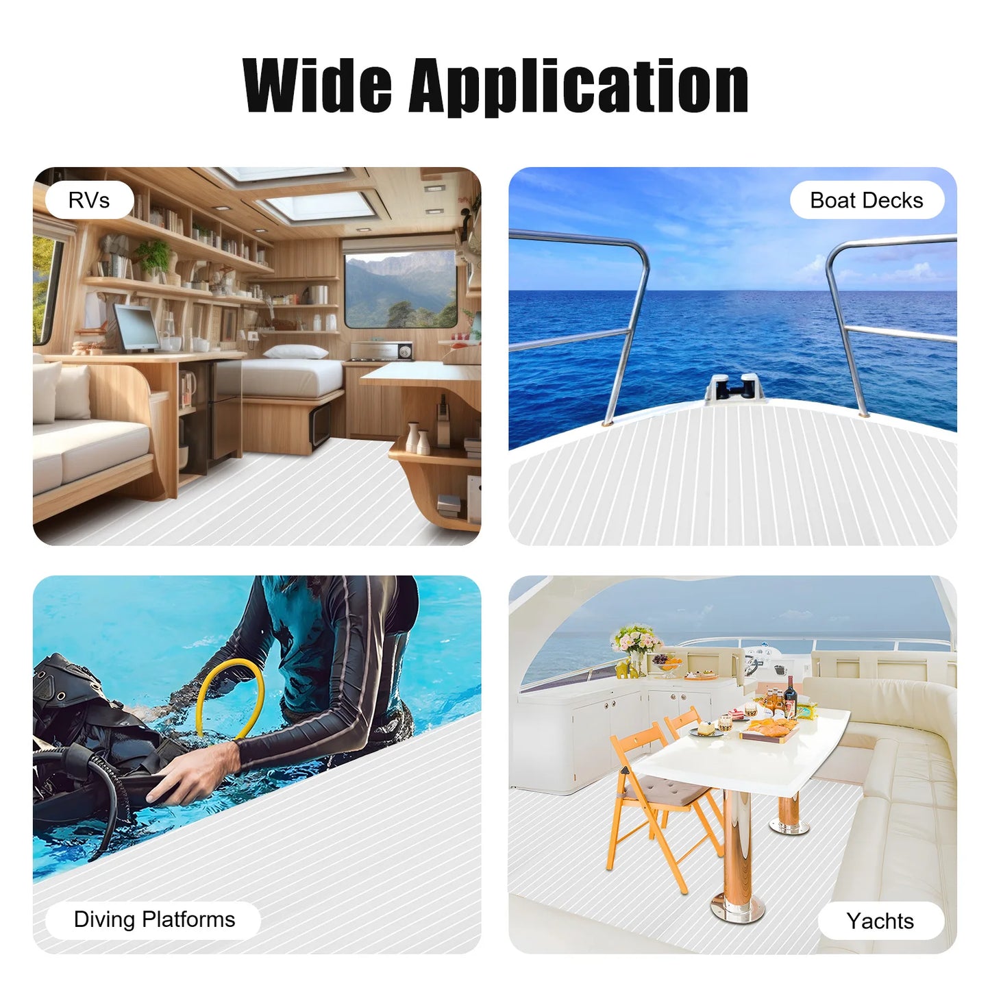 94.5" x 35"  EVA RV Non-Slip Mat For Boat Floor, Light Gray, White